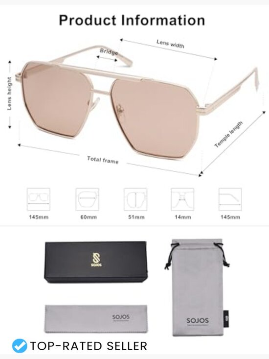 Retro Oversized Square Polarized Sunglasses Classic Large Metal Frame Vintage main image 7